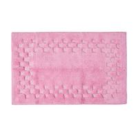 BADEMATTE 45/75 cm Karo-Bordüre, Baumwolle - Pink, Textil (45/75cm) - Homescapes