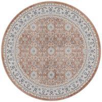 TEPPICH Kurzflor, waschbar, mit floralen Ornamenten, VERNANTE in Terrakotta-Creme, Ø 120 cm - Rot, Textil (120/120cm) - KADIMA DESIGN