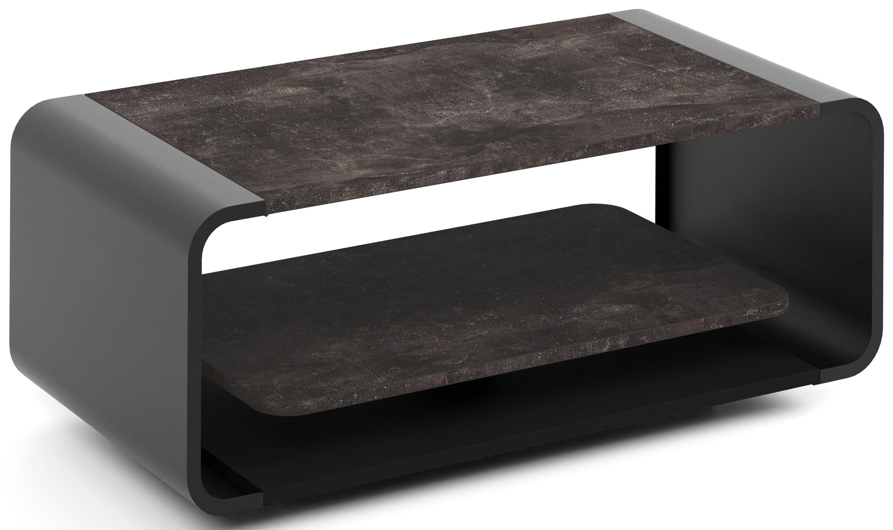 COUCHTISCH Sora in Beton Dunkelgrau mit abgerundetem schwarzem Metallgestell 100/50/41 cm - Dunkelgrau/Schwarz, Holzwerkstoff (50/100/41cm) - WFL GROUP