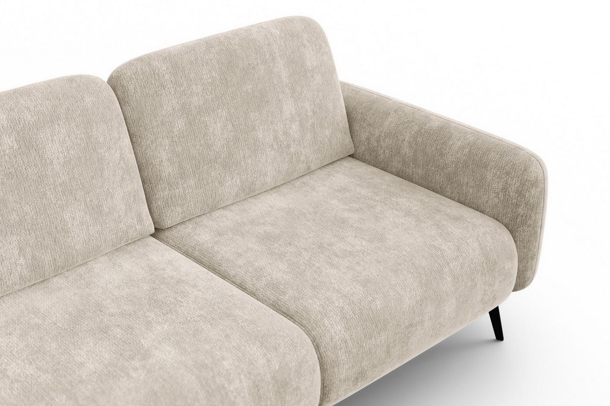 ECKSOFA FEBE 4-Sitzer LINKS, cremefarbener Chenille-Stoff - Creme/Schwarz, Holz/Textil (264/157cm) - Wozimo