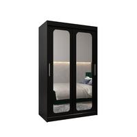 SCHWEBETÜRENSCHRANK 200/120/62 2-türig - Silberfarben/Schwarz, Holz/Kunststoff (120/200/62cm) - MÖBEL KRYSPOL