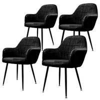 ESSZIMMERSTUHL 4er Set Schwarz Samt - Schwarz, Textil/Metall (60/84/58cm) - ECD-Germany