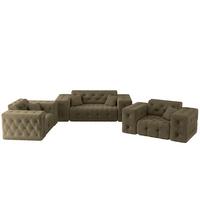 SOFASET Chantal In Moly - Grün, Holzwerkstoff/Textil (186/78/96cm) - Fun Möbel