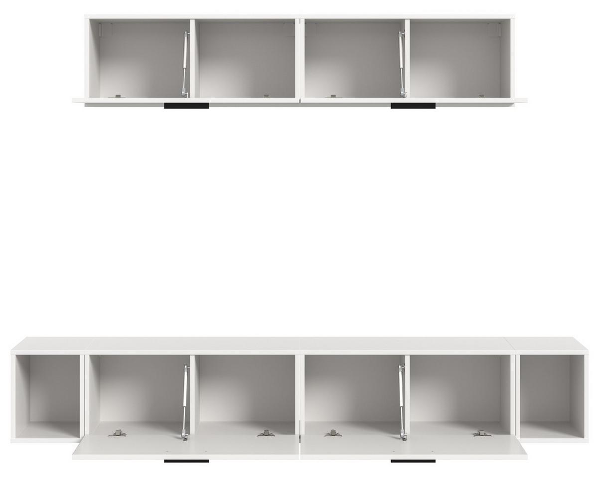 WOHNWAND weiß 202 cm, Schrankwand mit Soft-Close - Schwarz/Weiß, Holzwerkstoff/Kunststoff (202/184/34cm) - Inn.Furn