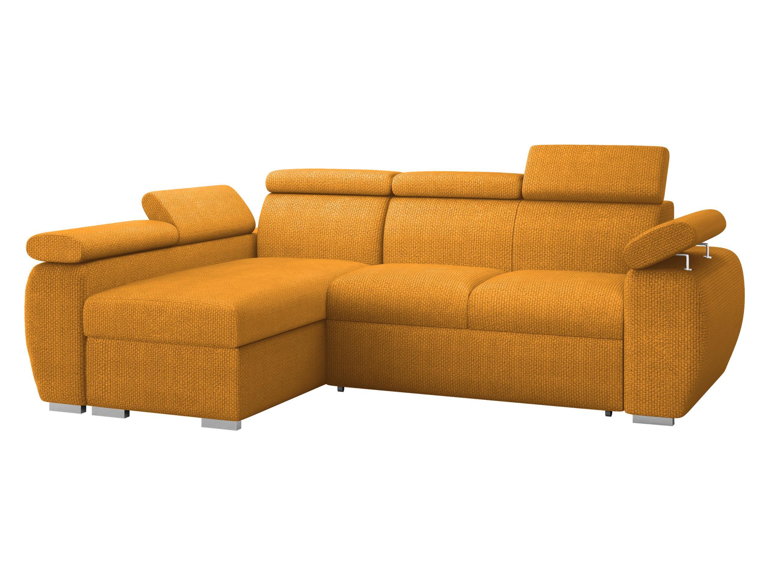 ECKSOFA Boston Mini, Seite: Links - LC+2R - Currygelb/Chromfarben, Holz/Textil (255/170cm) - MIRJAN24