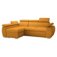 ECKSOFA Boston Mini, Seite: Links - LC+2R - Currygelb/Chromfarben, Holz/Textil (255/170cm) - MIRJAN24