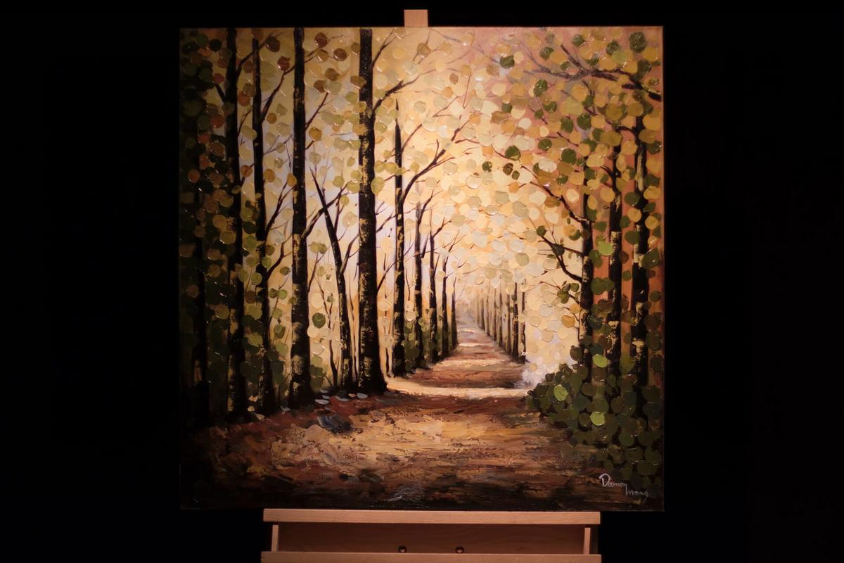 ACRYLBILD HANDGEMALT 80/80 cm - Braun/Grün, Holz/Textil (80/80cm) - KUNSTLOFT