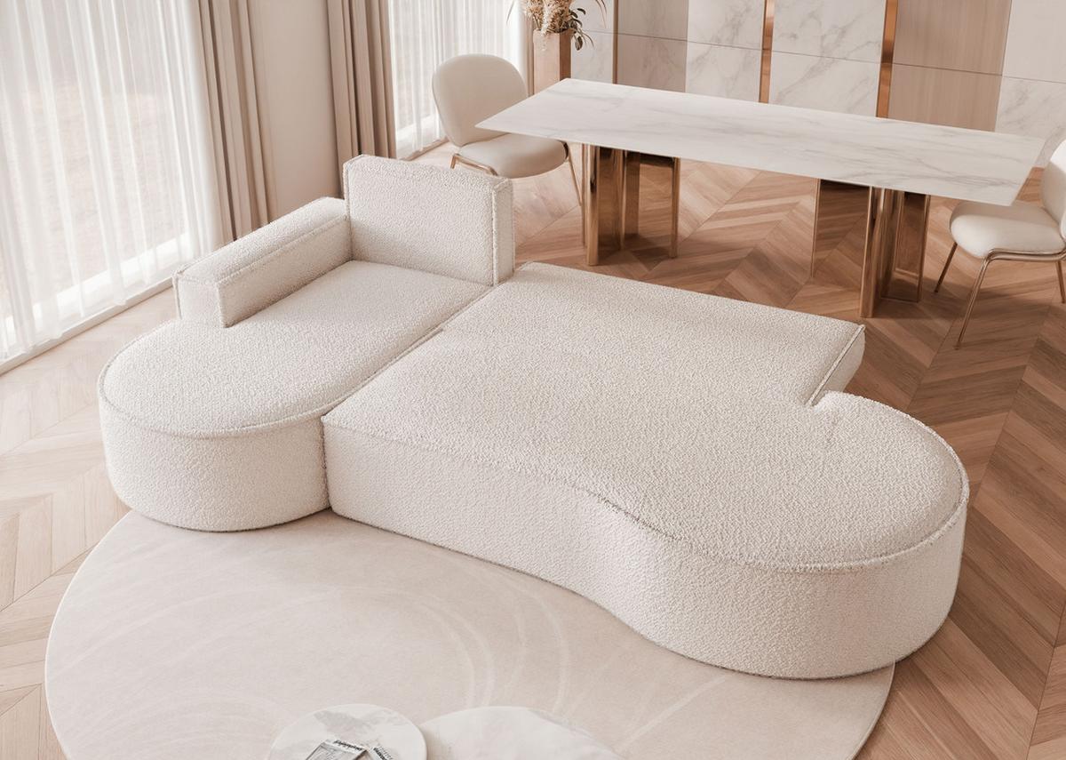 ECKSOFA SOFIA mit Schlaffunktion und Bettkasten Weiß - Weiß, Holzwerkstoff/Kunststoff (277/157cm) - Idohome