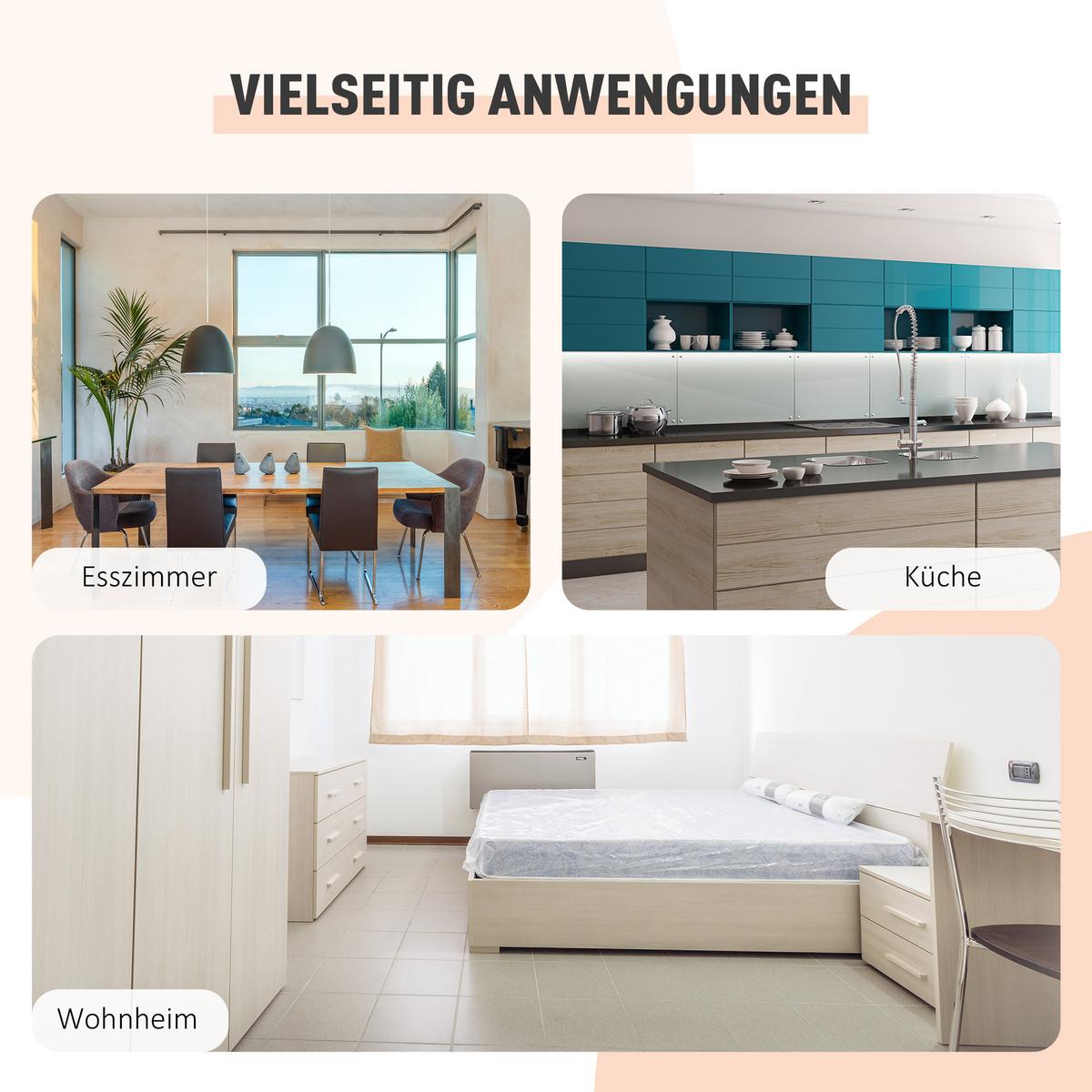 KLAPPTISCH Esstisch Beistelltisch Eiche Metallrahmen Küche Wohnzimmer Natur+Weiß - Naturfarben/Weiß, Holzwerkstoff/Kunststoff (169/60/75cm) - HOMCOM