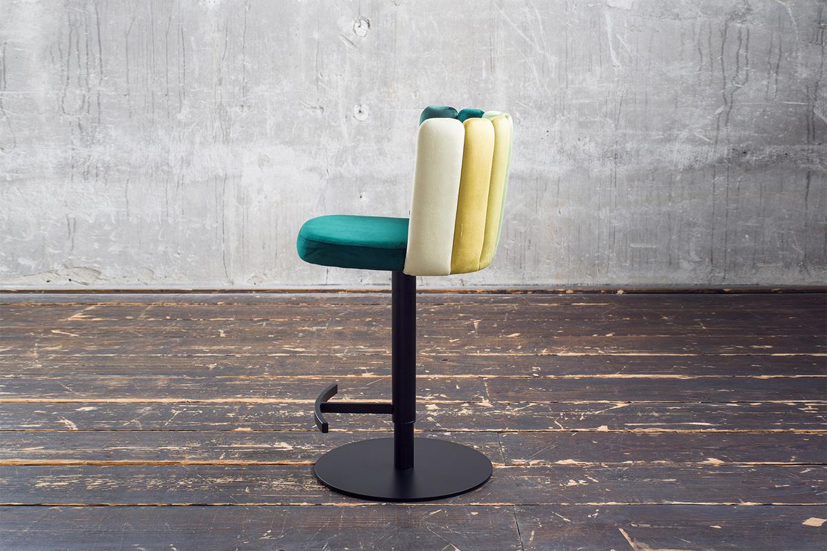 BARHOCKER JADA Grün Velvet Drehbar (360°), Höhenverstellbar (1er-Set) - Grün, Kunststoff/Textil (55/85/53cm) - KAWOLA