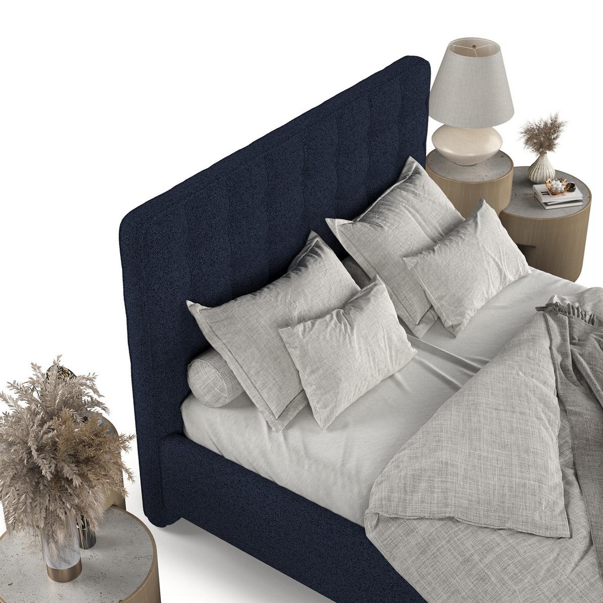 POLSTERBETT Paloma 180/200 cm Marineblau im Riva Stoff - Naturfarben/Dunkelblau, Holz/Holzwerkstoff (180/200cm) - AltaBeds