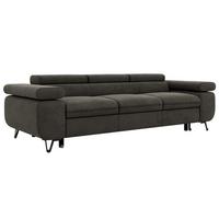 3-SITZER SOFA PETER mit Schlaffunktion - Dunkelgrau Velvet - Dunkelgrau/Schwarz, Textil/Metall (262/76/99cm) - MKS