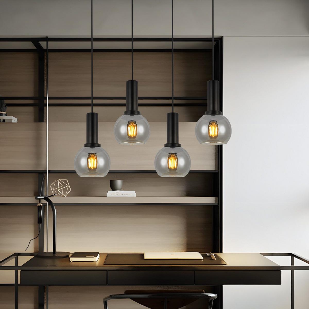 HÄNGELEUCHTE Krenq 55/13/145 cm - Schwarz, Glas/Metall (55/13/145cm) - ZMH