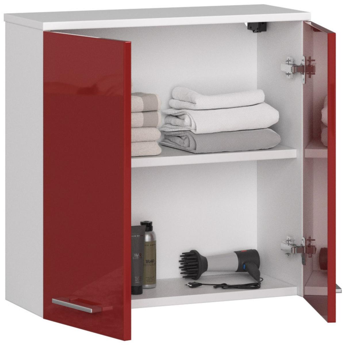 BADKOMMODE Weiß, Rot Glanz 60/60/22,5 - Rot/Weiß, Holzwerkstoff (60/60/23cm) - RAUMHIRSCH FURNITURE