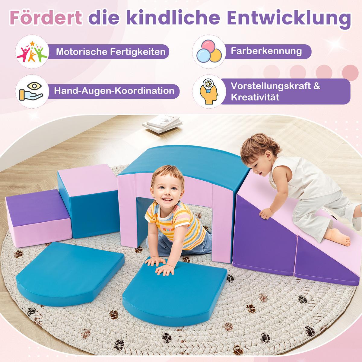 SCHAUMSTOFFBLOCK Blau (7-teilig) - Blau, Leder (40/25/30cm) - COSTWAY