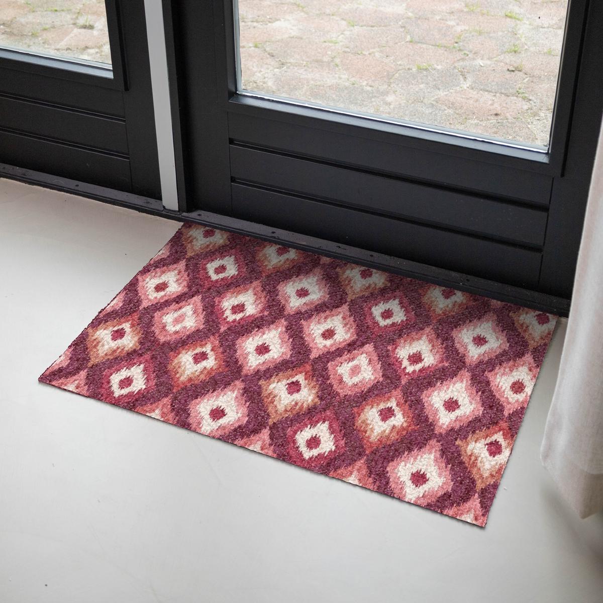 FUSSMATTE Diamantformen - Rosa - Muster - Textur Flurteppich 90x60 cm - Beere, Kunststoff (90/0.4cm) - MuchoWow