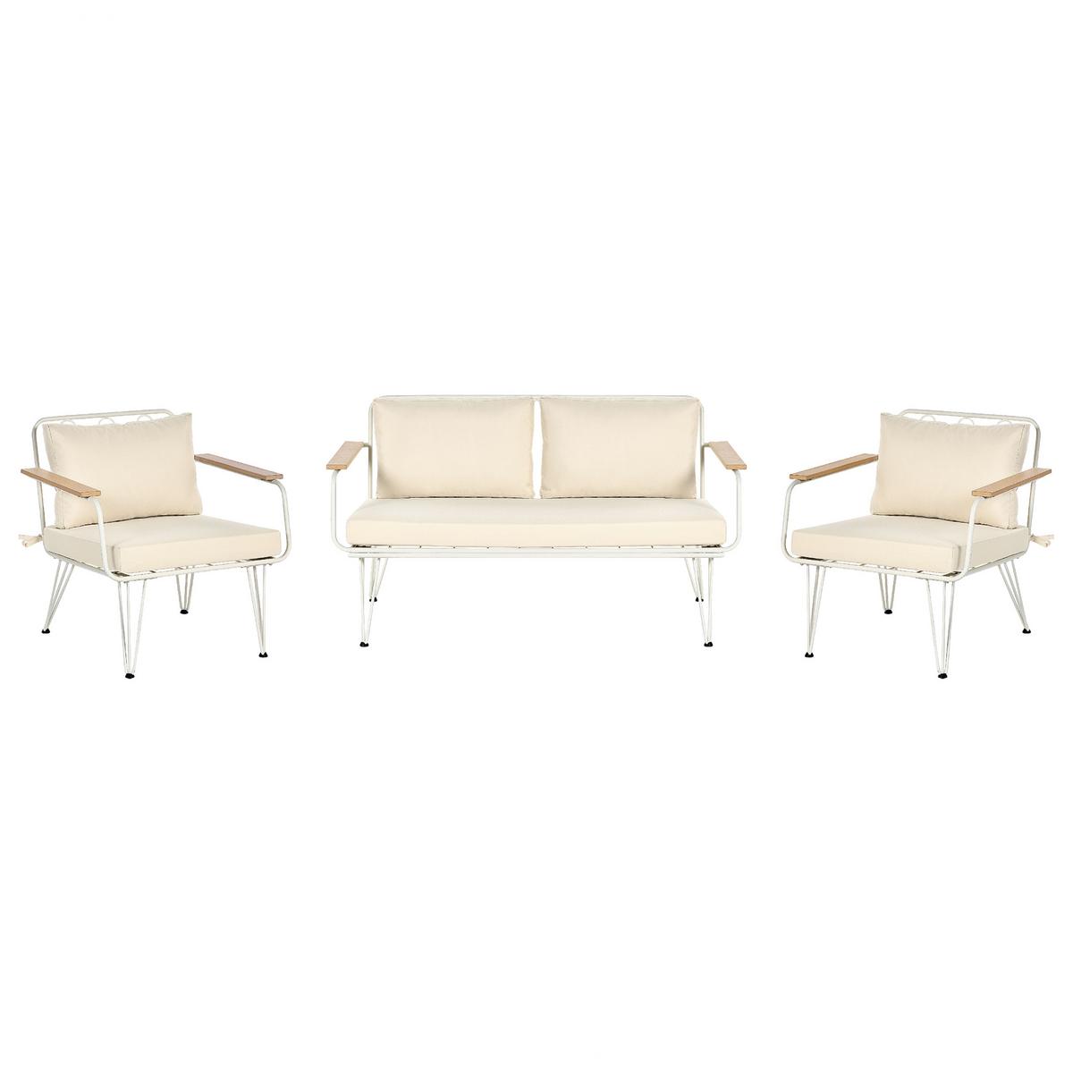 LOUNGE-SET 4-sitzer Stahl Beige Montesilvano - Beige, Metall - Beliani