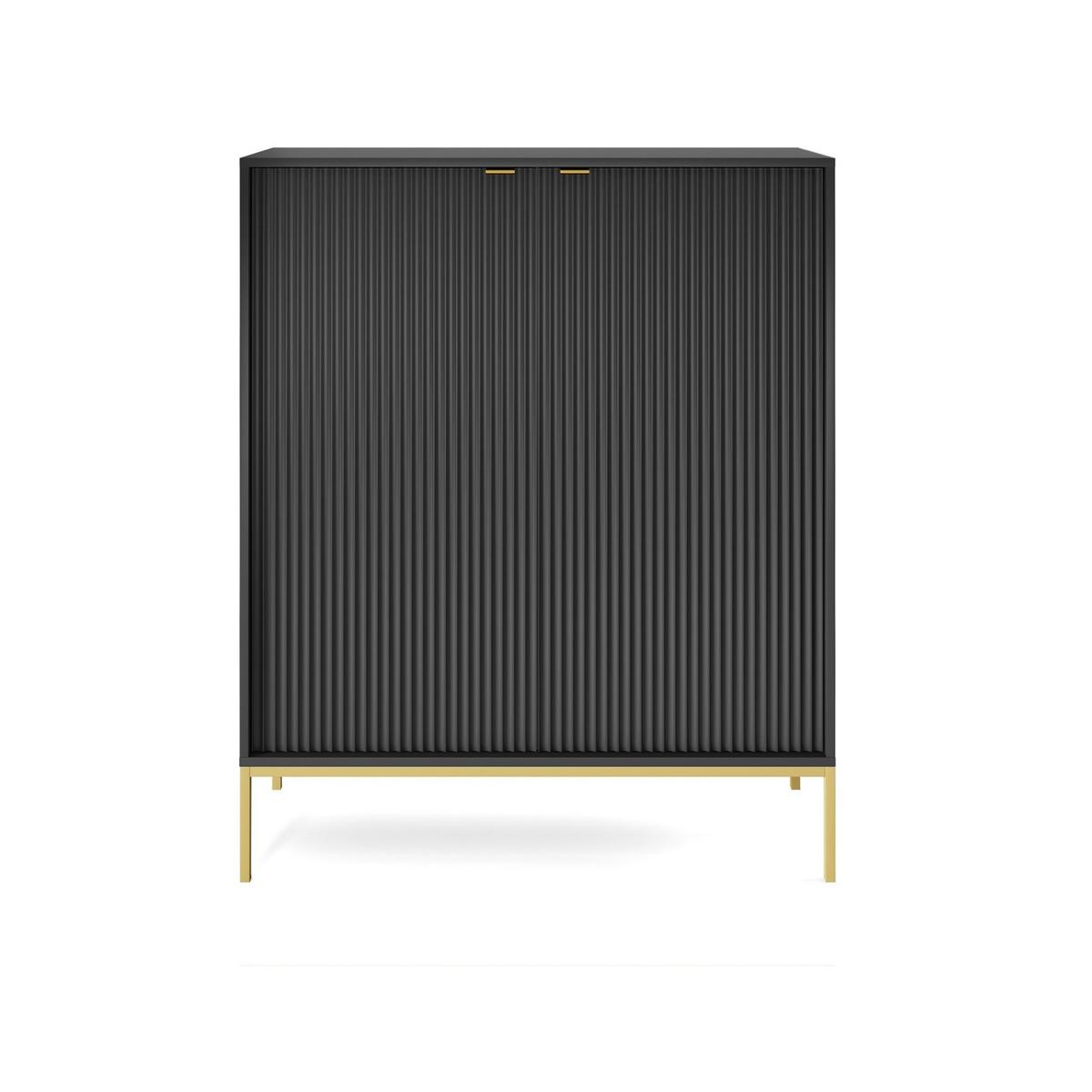HIGHBOARD STELLARE 104/125/39 cm mit 2 Türen Schwarz - Goldfarben/Schwarz, Holzwerkstoff (104/125/39cm) - MASSENO