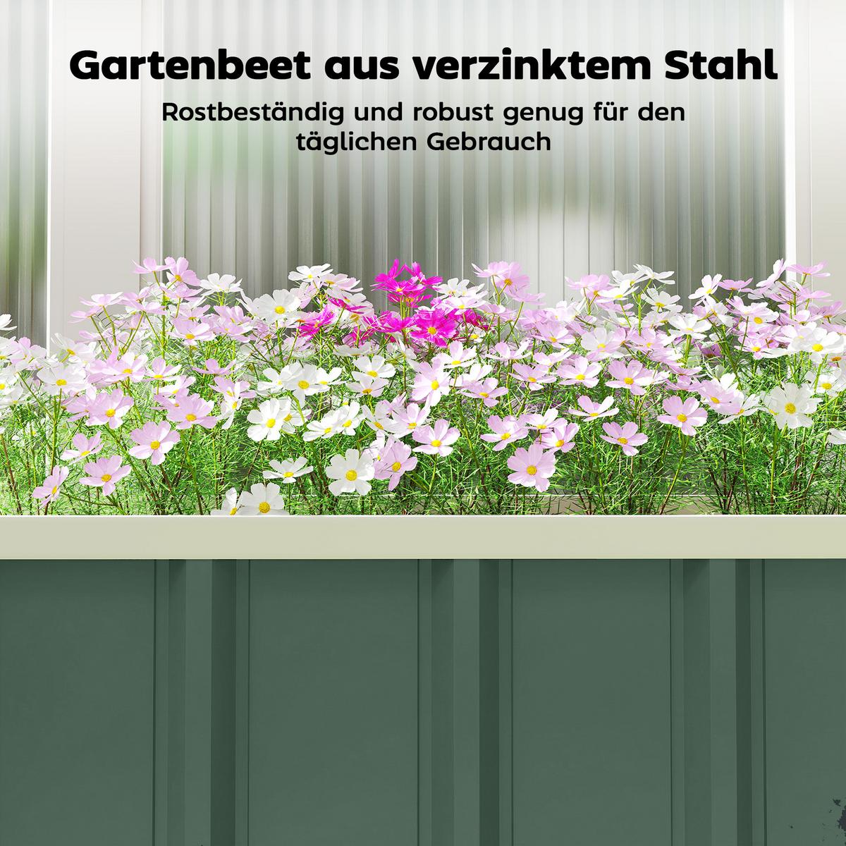 HOCHBEET Verzinkter-Stahl Kunststoff Grün 136/52/31 cm - Hellgrün, Metall (52/31/136cm) - Outsunny