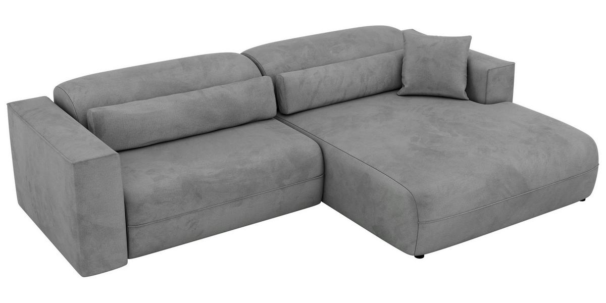 ECKSOFA PAZURRO L - Hellgrau Velvet - Rechts Seite - Hellgrau/Schwarz, Kunststoff/Textil (288/180cm) - MKS