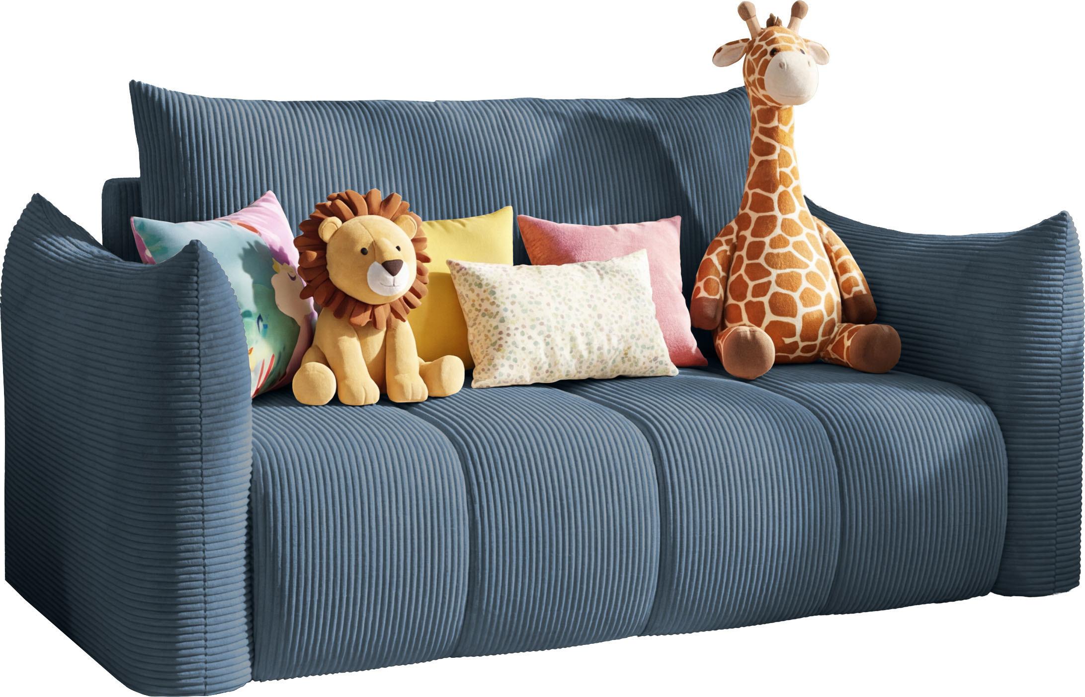 SCHLAFSOFA Lilo mit Bettkasten, Marineblau Cordstoff 120/86/101 cm - Blau/Schwarz, Kunststoff/Textil (120/86/101cm) - WFL GROUP
