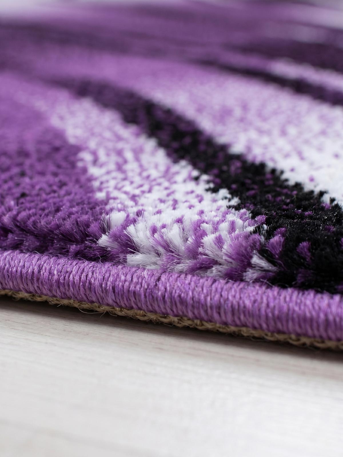 KURZFLORTEPPICH DRAU, mit abstraktem Wellenmuster, Violett, 80 x 300 cm - Lila, Textil (80/300cm) - KADIMA DESIGN