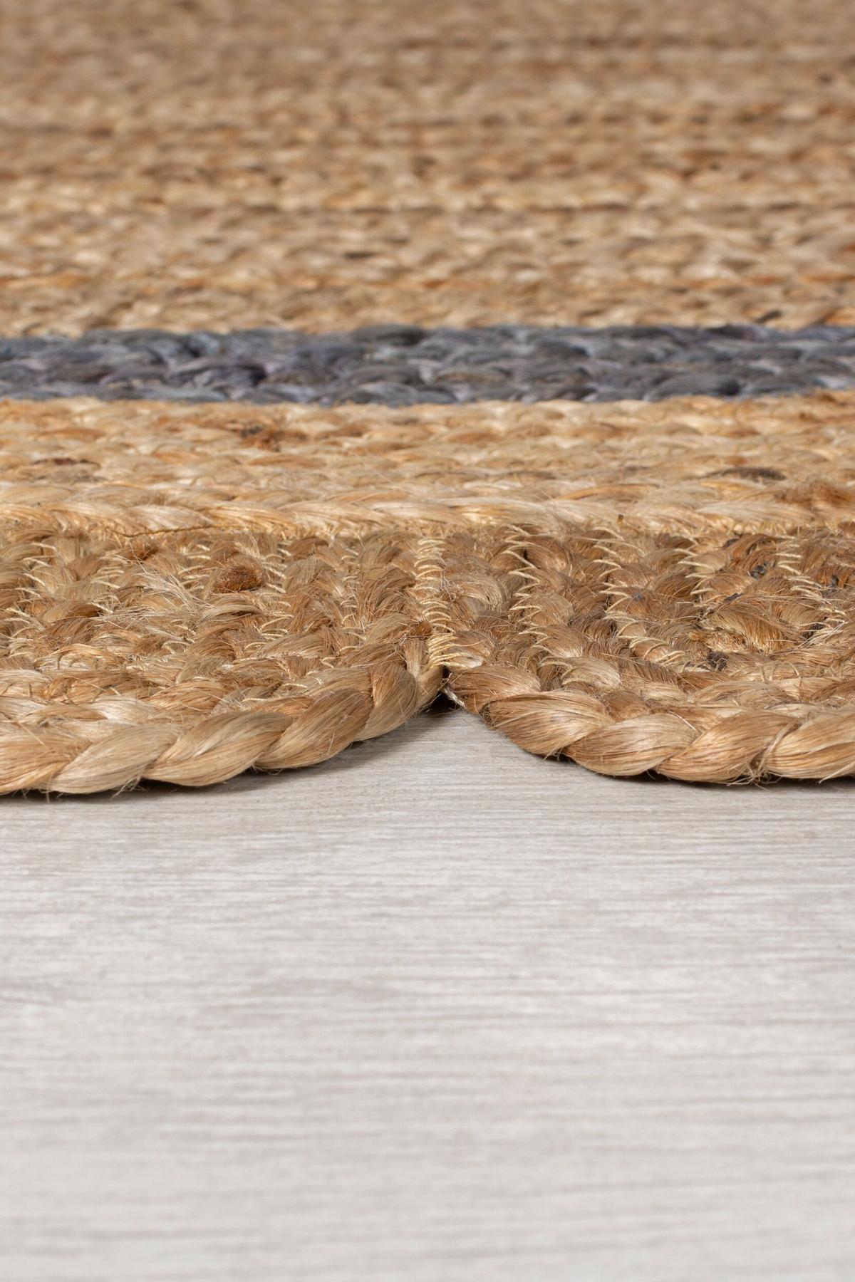 JUTETEPPICH handgewebt PLYM, geometrisch, Braun-Grau, 80 x 230 cm - Braun, Naturmaterialien (80/230cm) - KADIMA DESIGN