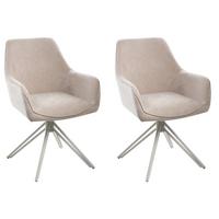 ESSZIMMERSTUHL 2er-Set Stoff Beige Jodar - Beige, Textil (56/83/60cm) - Beliani