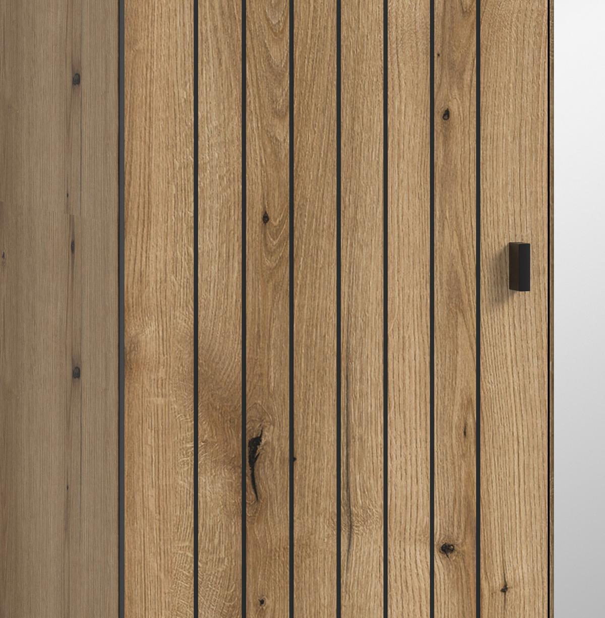 GARDEROBENSCHRANK Evoke Eiche 70 x 192 cm, Garderobe und Schuhschrank mit Spiegel - Schwarz/Eiche Artisan, Glas/Holzwerkstoff (72/192/37cm) - Inn.Furn