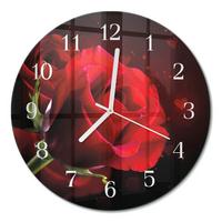 WANDUHR aus Glas Ø30 cm - Rosen - Rot, Glas (30/30/0.4cm) - TULUP