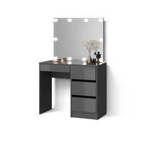 SCHMINKTISCH Imola Anthrazit 90 cm mit Spiegel & LED-Beleuchtung - Anthrazit, Holzwerkstoff (90/75/40cm) - Livinity®