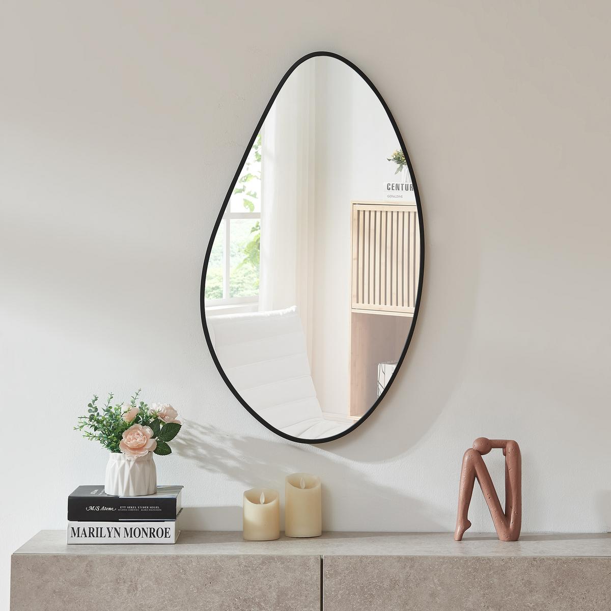 WANDSPIEGEL Orland - Schwarz, Holzwerkstoff (46/82/3cm) - [en.casa]