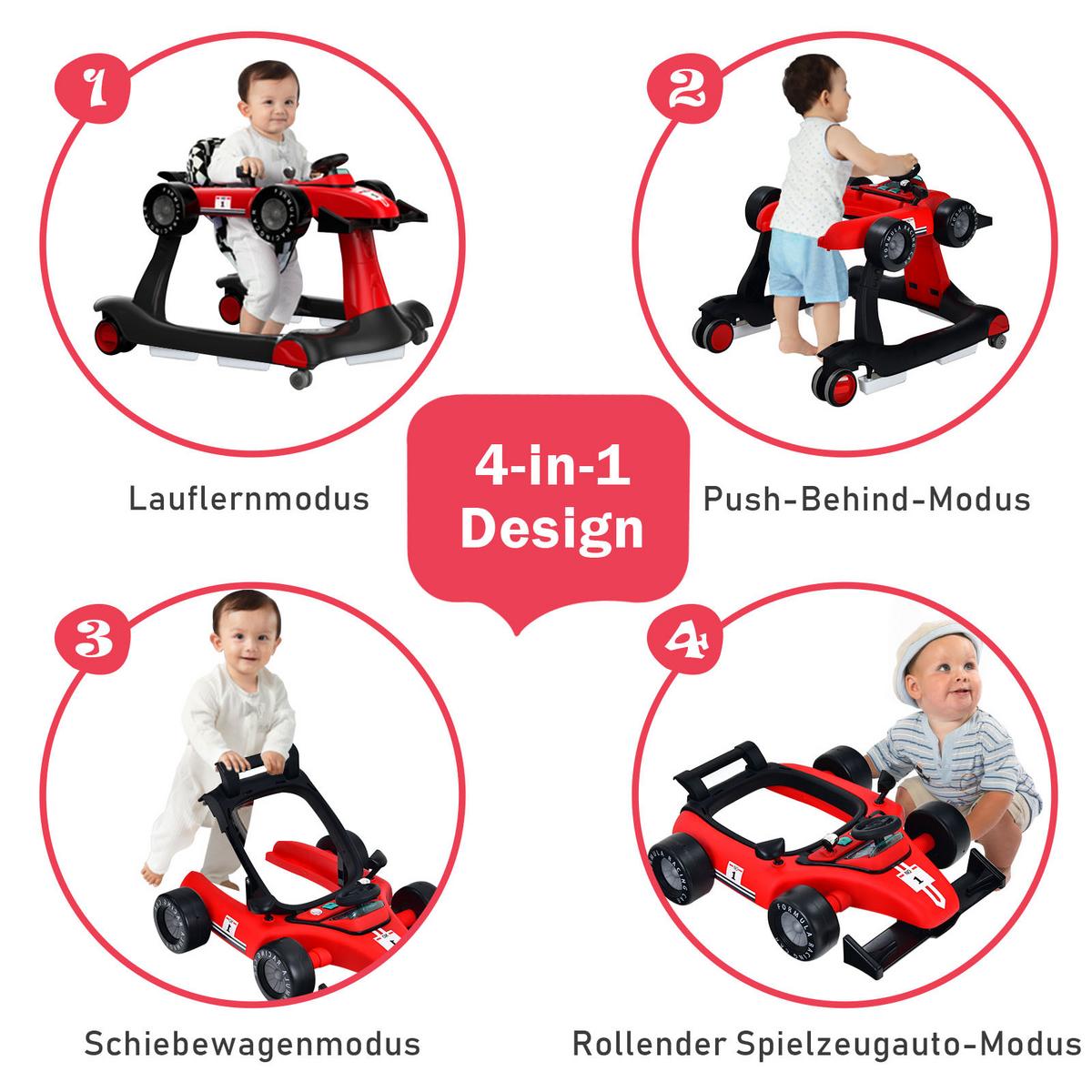 LAUFLERNWAGEN Klappbar Rot - Rot, Kunststoff (76/56/64cm) - COSTWAY