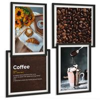 BILDER SET 4er Set - 50x50 cm & 40x60 cm Schwarzer Rahmen - Italienische Frühstückskaffeebohnen - Schwarz, Kunststoff (50/50cm) - TULUP