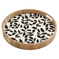 TABLETT Elegant - Gemustert - Schwarz - Beige 40x40 cm - Schwarz, Holz (40/5/5cm) - OnlyWow
