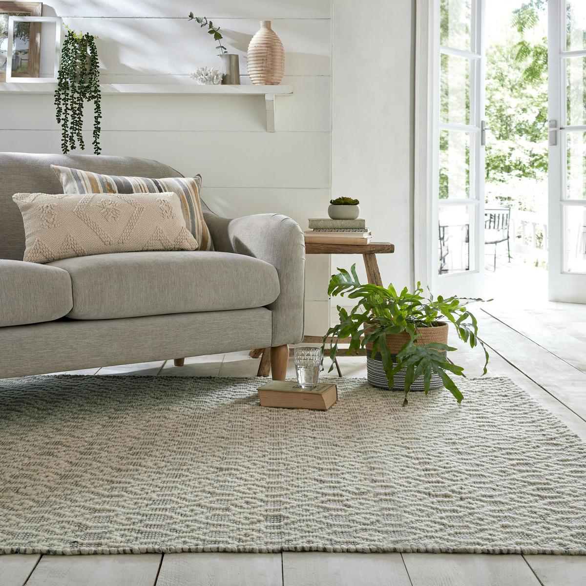 TEPPICH aus Wolle handgewebt ROTHER in Hellgrau, geometrisch, 120 x 170 cm - Grau, Textil (120/170cm) - KADIMA DESIGN