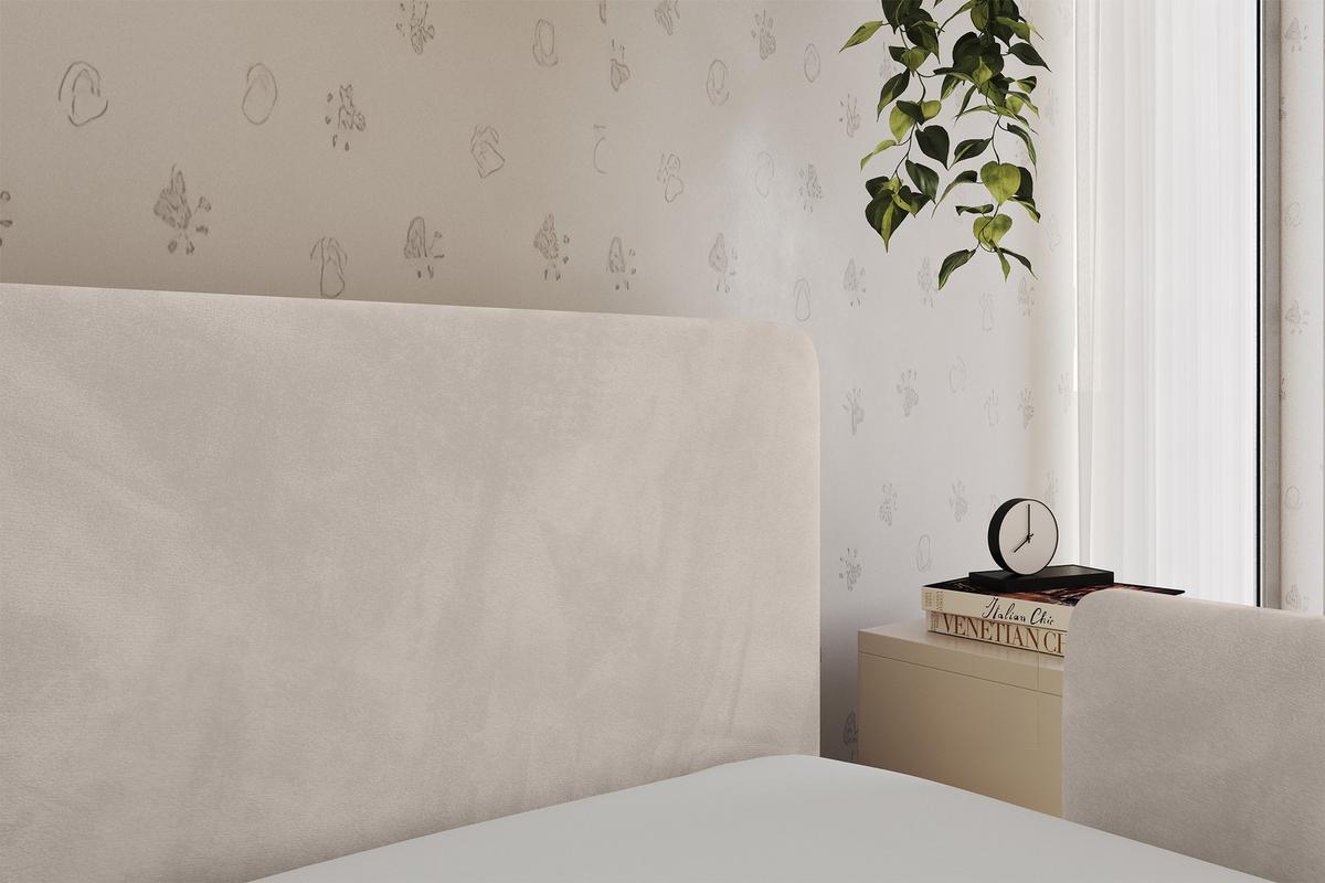 EINZELLBETT Jugendbett mit Bettkasten und Matratze H3/H4, Links - NORY 80x200 Beige - Ecru, Holzwerkstoff/Textil (80/200cm) - ALTDECOR