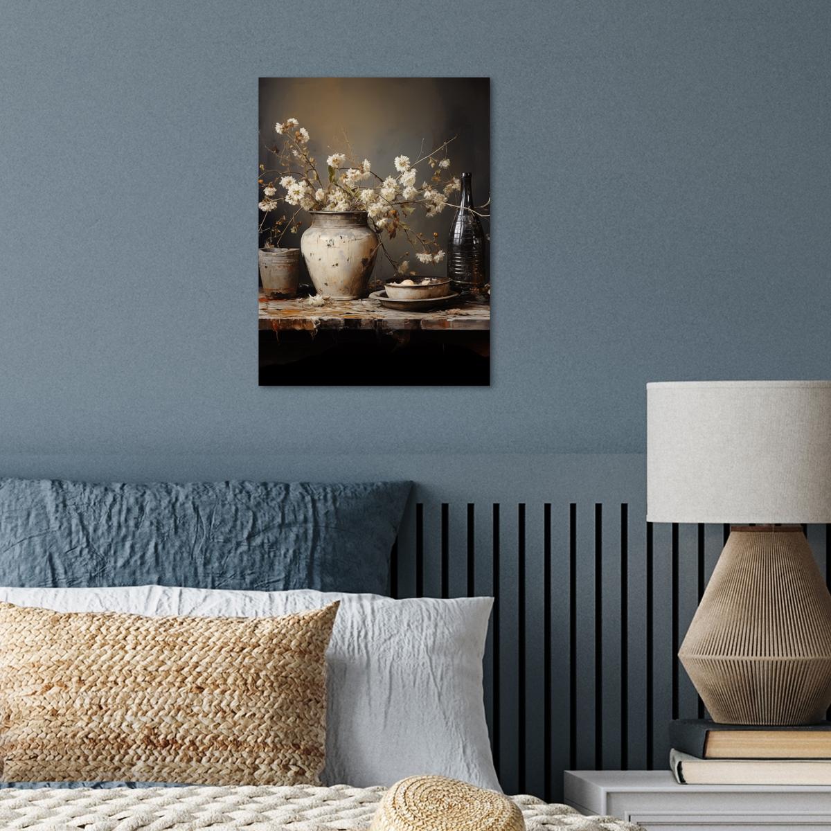 POSTER Stilleben - Blumen - Blumenstrauß - Vase - Wein Wandbilder 30x40 cm - Schwarz, Papier (30/40/0.1cm) - MuchoWow