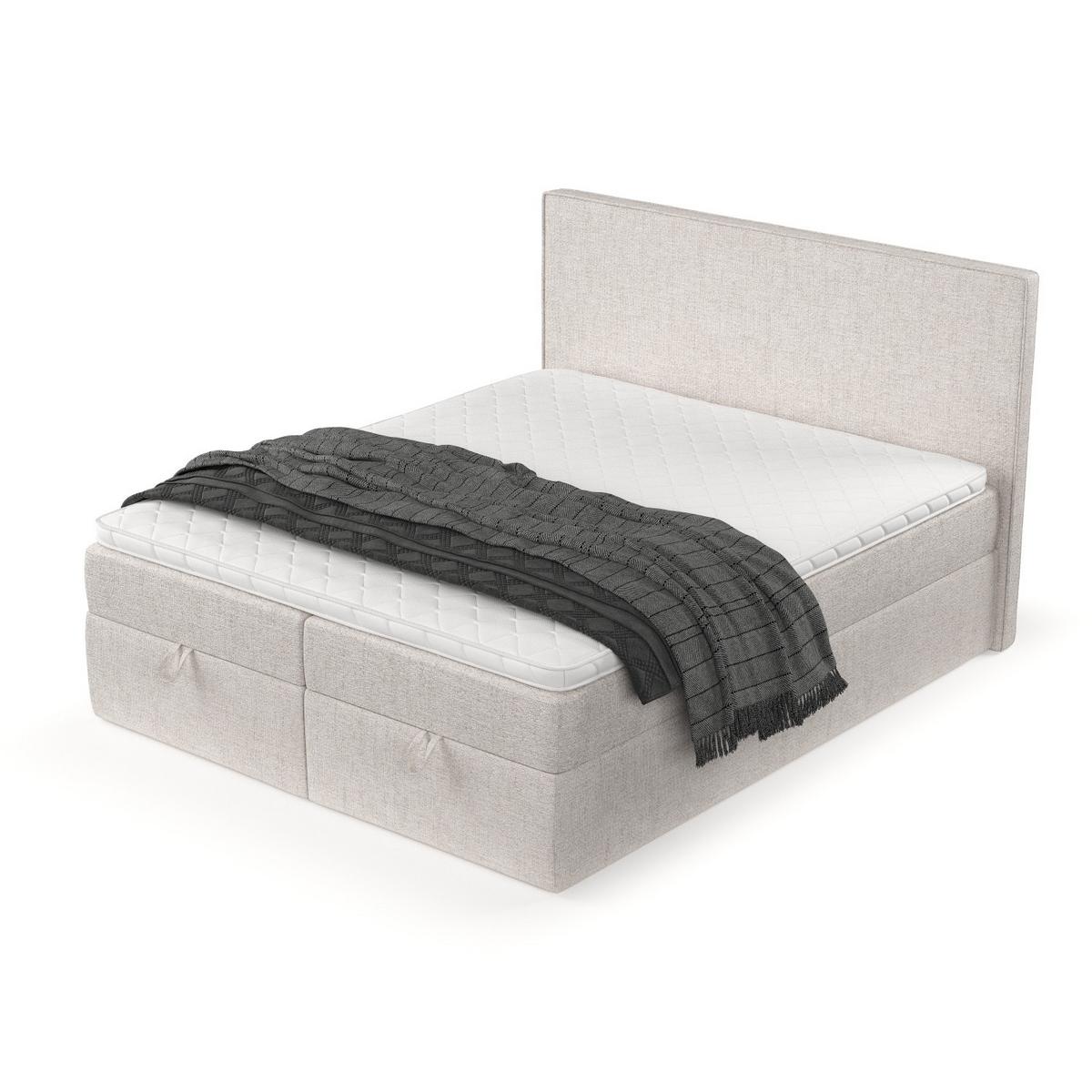 BOXBETT Velma 140/200 cm Hellbeige im Neve Stoff - Sandfarben/Schwarz, Holz/Holzwerkstoff (140/200cm) - AltaBeds