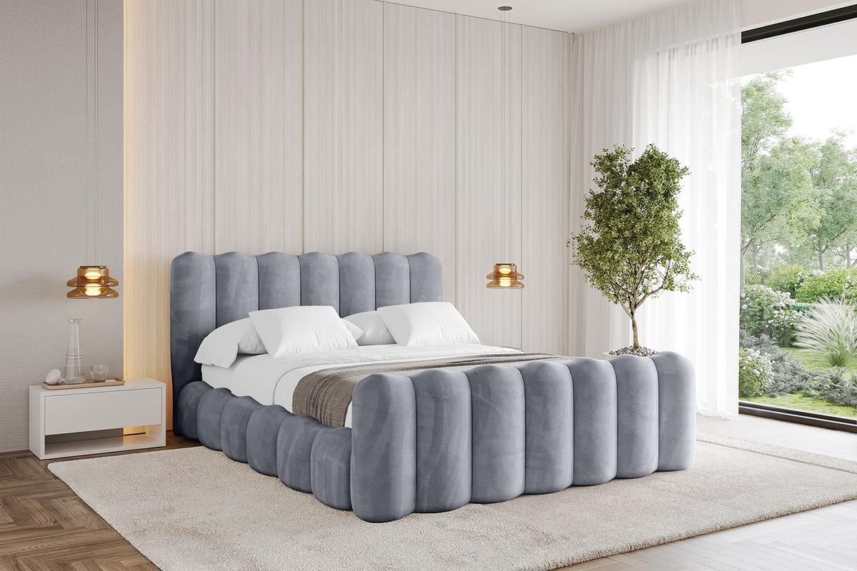 POLSTERBETT mit Bettkasten, Fußteil und Lattenrost, Bett mit Matratze H3/H4 - SORA-Z 180x200 Grau - Grau, Holzwerkstoff/Textil (180/200cm) - ALTDECOR