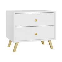 NACHTTISCH Siena - Goldfarben/Weiß, Holzwerkstoff/Metall (54/48/41cm) - MIRJAN24