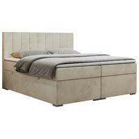 BOXBETT LOPE 180/200 - Beige Velvet - H3 - Beige, Holz/Textil (180/200cm)