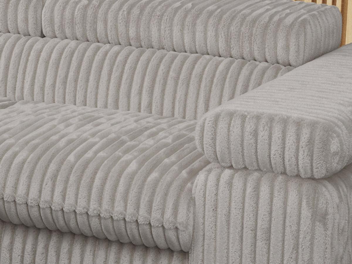 ECKSOFA PEDRO L Hellgrau Cord - Links Seite - Hellgrau/Schwarz, Textil/Metall (208/273cm) - MKS
