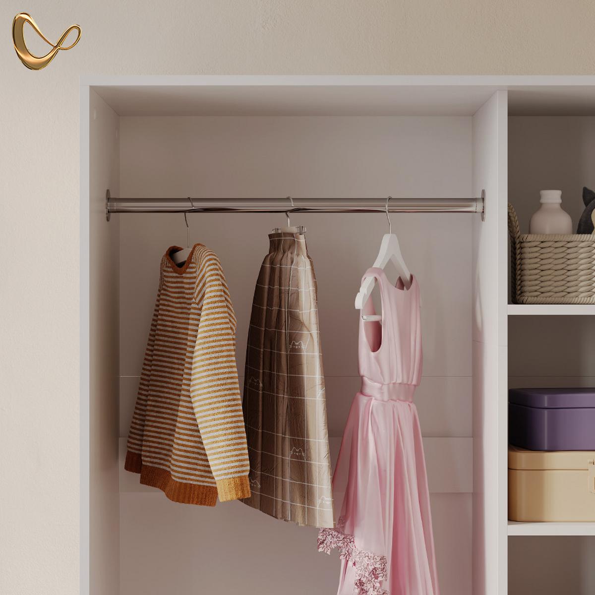KINDERKLEIDERSCHRANK Trento Weiß 100 x 200 cm mit 2 Schubladen - Weiß, Holzwerkstoff (100/200/50cm) - Livinity®