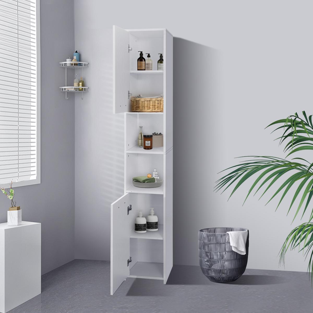 BADEZIMMER Hochschrank weiß - Weiß, Holzwerkstoff (30/190/30cm) - ML-DESIGN