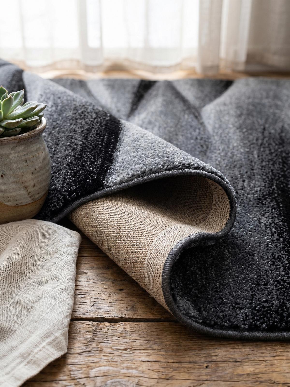 KURZFLORTEPPICH SOLDA, mit Farbverlauf, Schwarz, 160 x 230 cm - Schwarz, Textil (160/230cm) - KADIMA DESIGN
