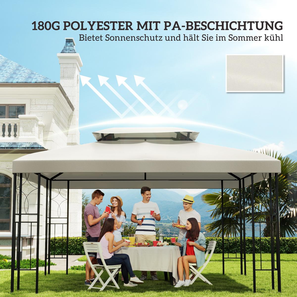 PAVILLONDACH, Polyester, Cremeweiß - Weiß, Kunststoff (300/20/400cm) - Outsunny