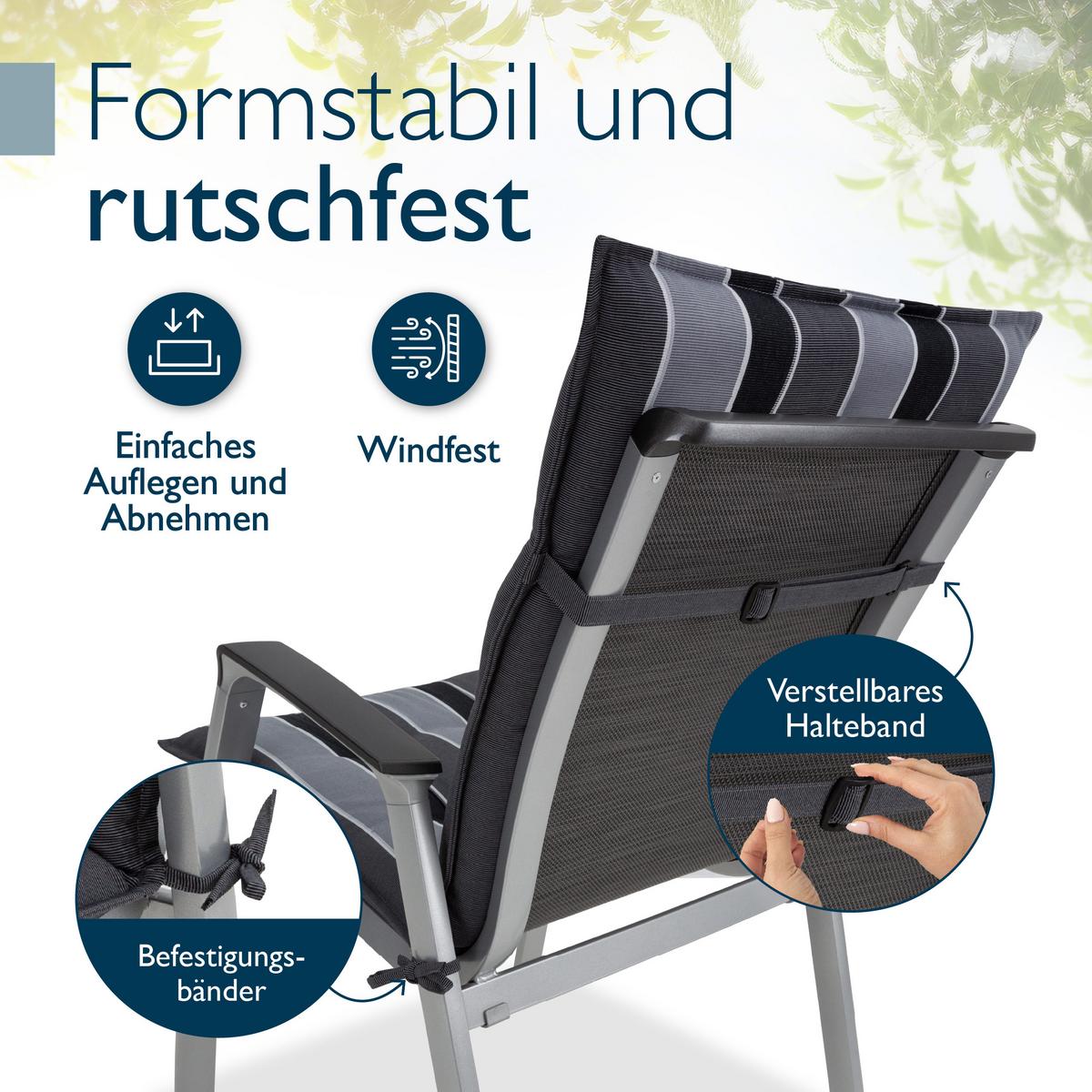NIEDERLEHNER Sun-NL 105x50x8cm Anthrazit-Gestreift (3tlg) - Dunkelgrau, Textil (50/100cm) - Beautissu 