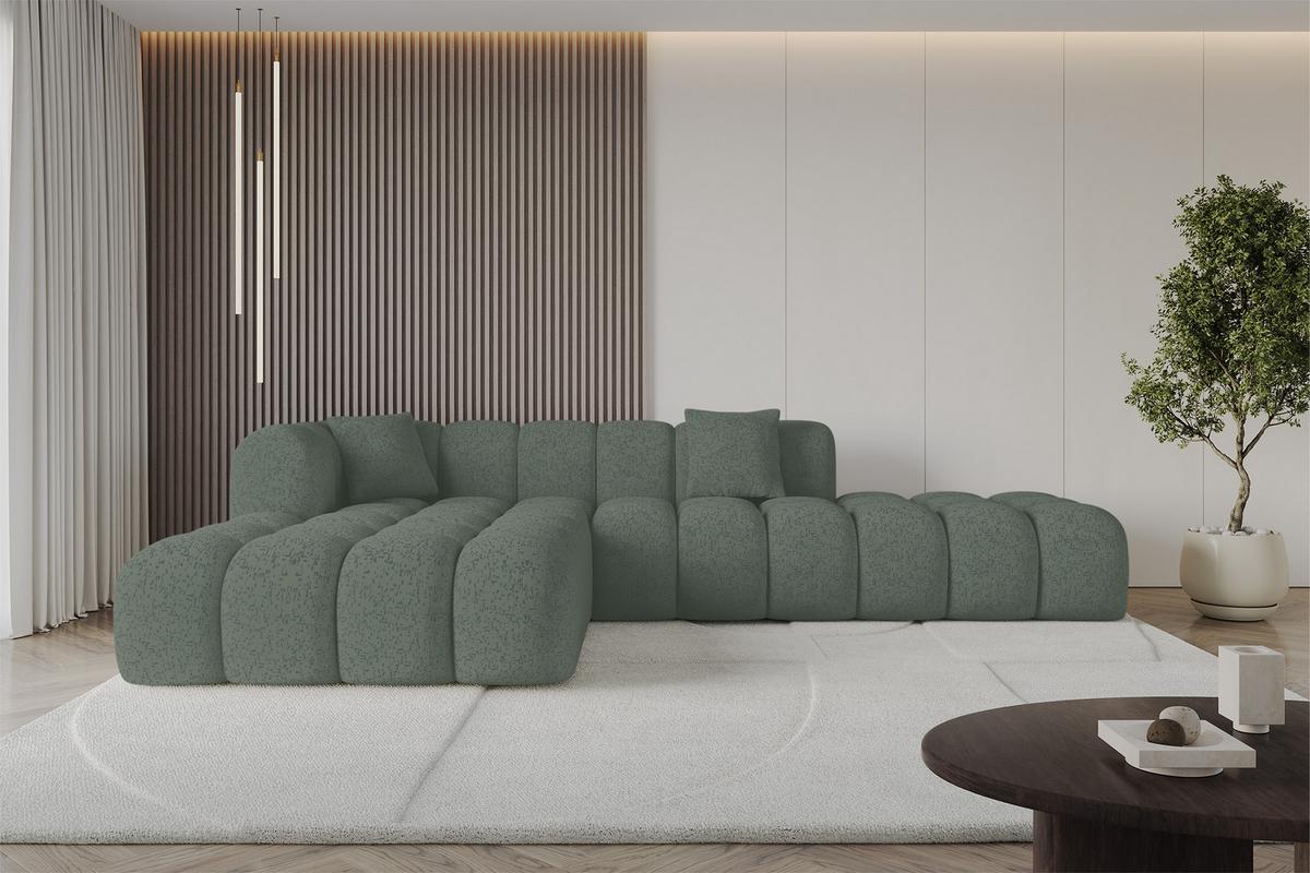 ECKSOFA Ottomane Links OLEA-L2 - 289x176x71 cm Grün - Schwarz/Grün, Holzwerkstoff/Kunststoff (289/176cm)