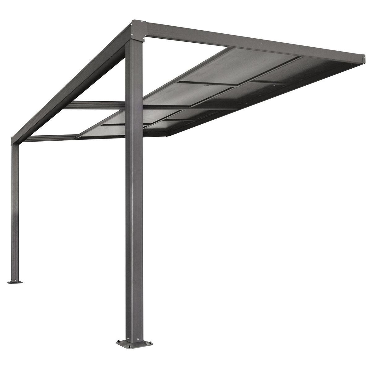TERRASSENDACH Jakarta 4x3m dunkelgrau mit Polycarbonatplatten - Dunkelgrau, Metall (300/254/400cm) - Juskys